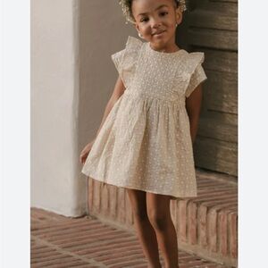 Noralee Girls Blythe Dress in Champagne Cream 12M Embroidered Flowers Smocked